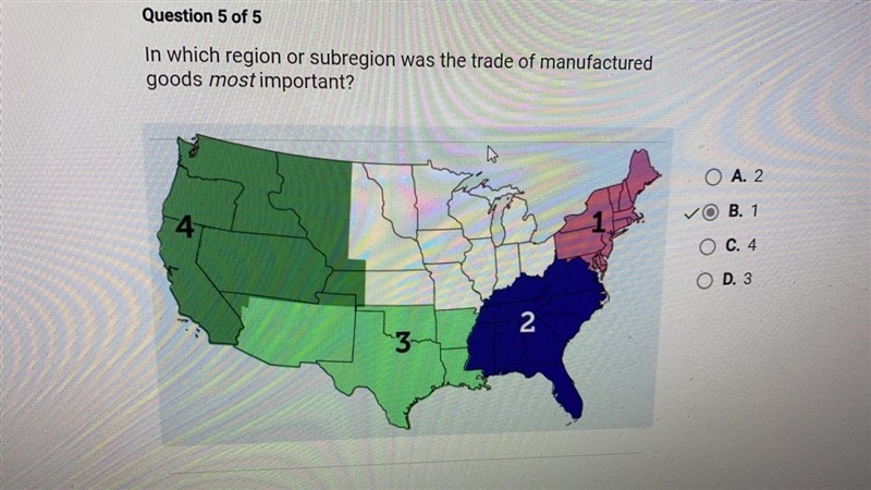 In which region or subregion was the trade of manufactured goods most important? A-example-1