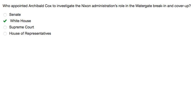 Who appointed Archibald Cox to investigate the Nixon administration’s role in the-example-1