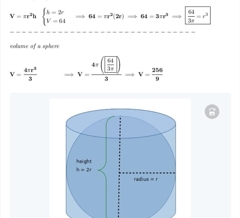 A sphere and a cylinder have the same radius and height. The volume of the cylinder-example-1