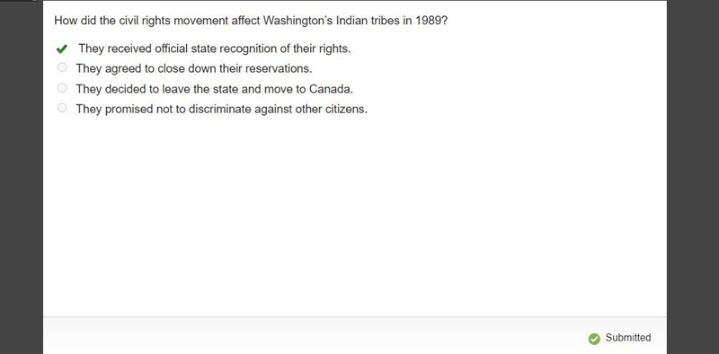 How did the civil rights movement affect Washington’s Indian tribes in 1989? They-example-1