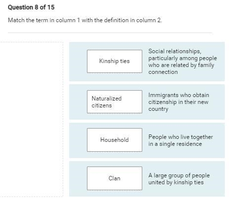 Match the term in column 1 with the definition in column 2. Naturalized citizens ? Social-example-1