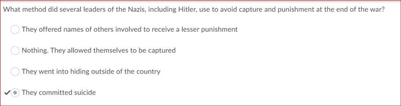 What method did several leaders of the Nazis, including Hitler, use to avoid capture-example-1