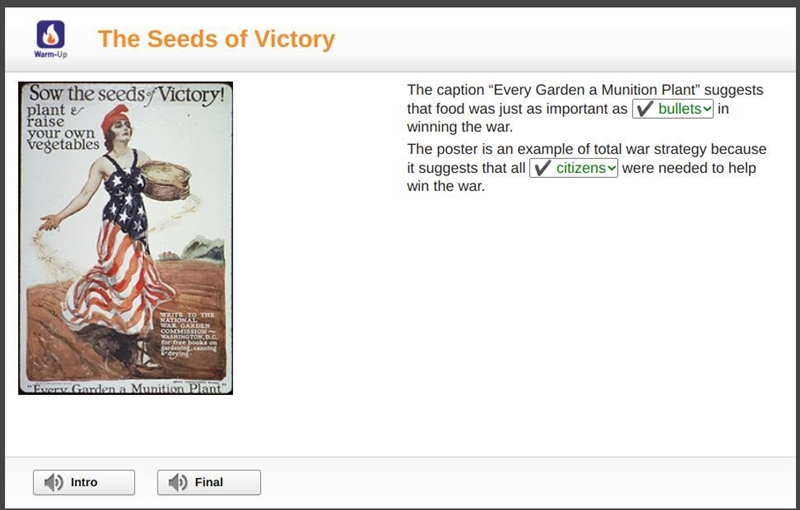 The caption “Every Garden a Munition Plant” suggests that food was just as important-example-1