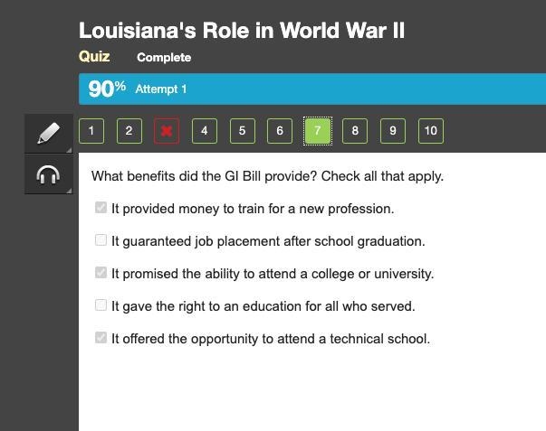 What benefits did the GI Bill provide? Check all that apply. It provided money to-example-1