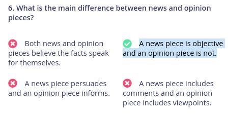 Evaluating Evidence: Question 9 What is the main difference between news and opinion-example-1