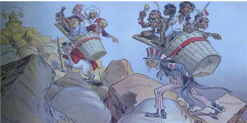 Compare and Contrast the portrayal of imperialism in the political cartoon and Kipling-example-1