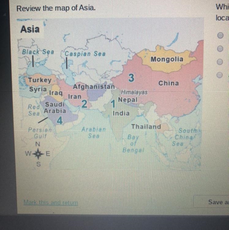 Review map of Asia which number on the map shows the approximate location of the end-example-1