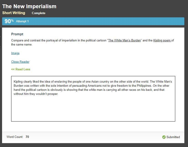 Compare and Contrast the portrayal of imperialism in the political cartoon and Kipling-example-1