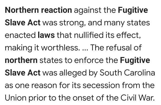 How did the North respond to the Fugitive Slave Act?-example-1