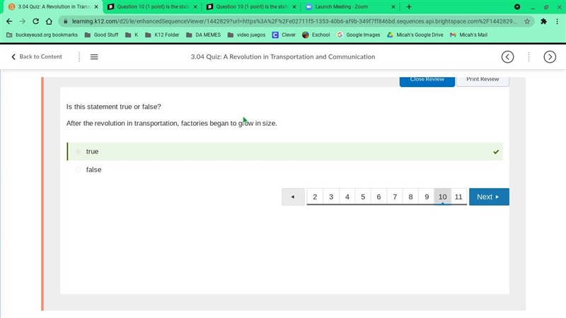 Question 10 (1 point) Is the statement true or false? After the revolution in transportation-example-1