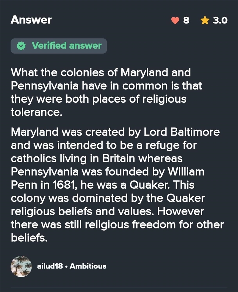 What did the colonies of Maryland and Pennsylvania have in common? They were both-example-1