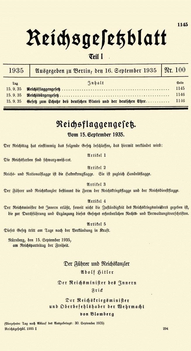 The Nuremberg Racial laws prevented Jewish people from​-example-1