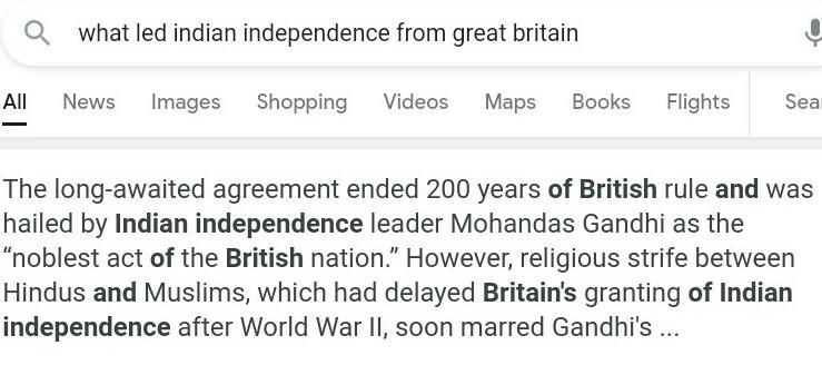 What led to Indian independence from Great Britain?-example-1