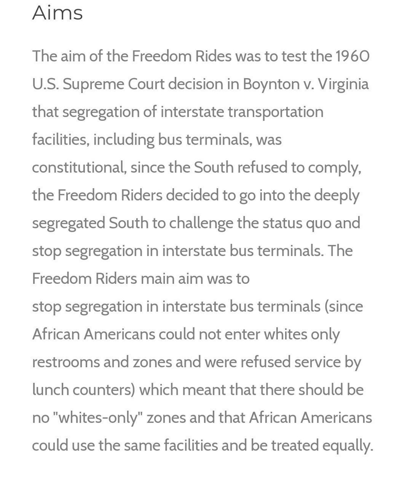 What were the aims of the US Freedom rides?-example-1