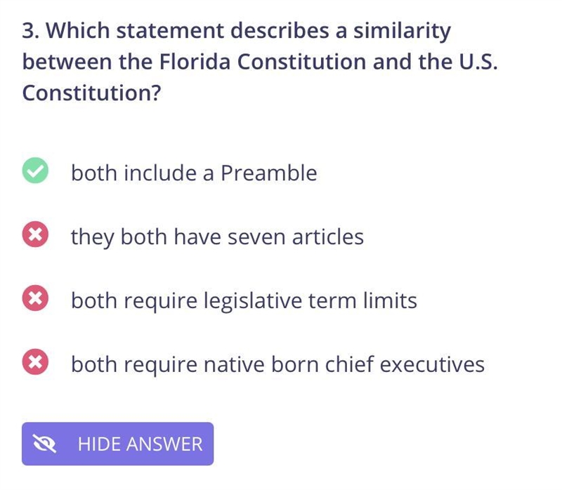 Which statement describes a similarity between the Florida Constitution and the U-example-1