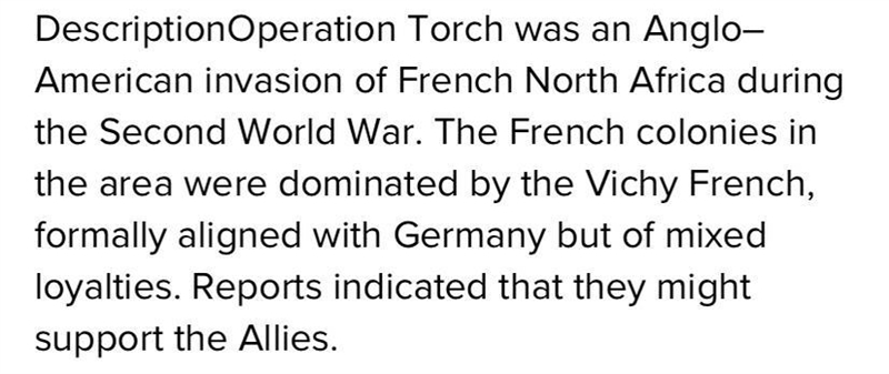 What caused operation torch?-example-1