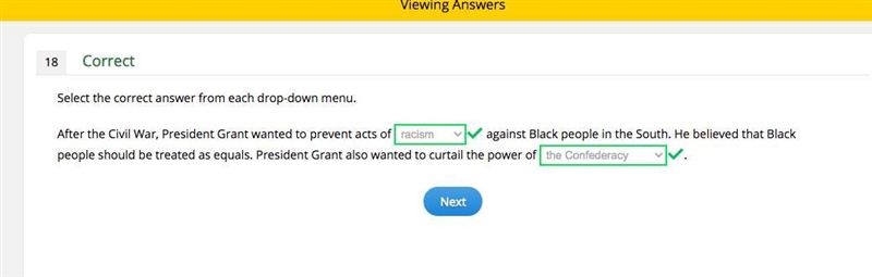 After the Civil War, President Grant wanted to prevent acts of ___ against Black people-example-1