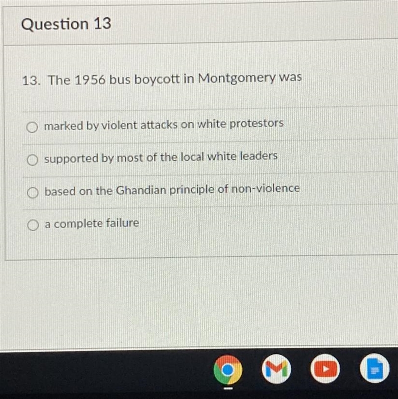 •marked by violent attacks on white protesters •supported by most of the local white-example-1