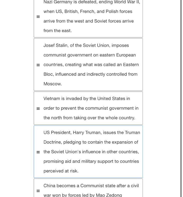 Pleaseeeee I need help !!24 points!! Sequencing Key Events of the Cold War From the-example-1