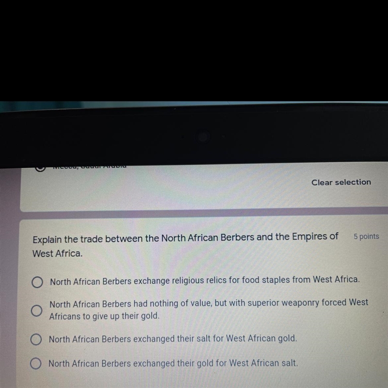 Explain the trade between the North African Berbers and the Empires of West Africa-example-1