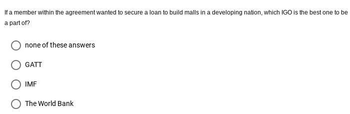 If a member within the agreement wanted to secure a loan to build malls in a developing-example-1