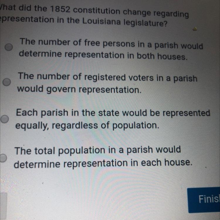 What did the 1852 constitution change regarding representation in the Louisiana legislature-example-1