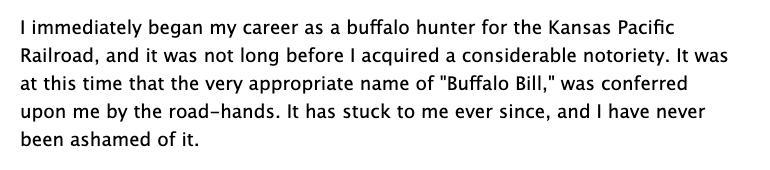 What best describes how William Cody feels about his nickname, "Buffalo Bill-example-1