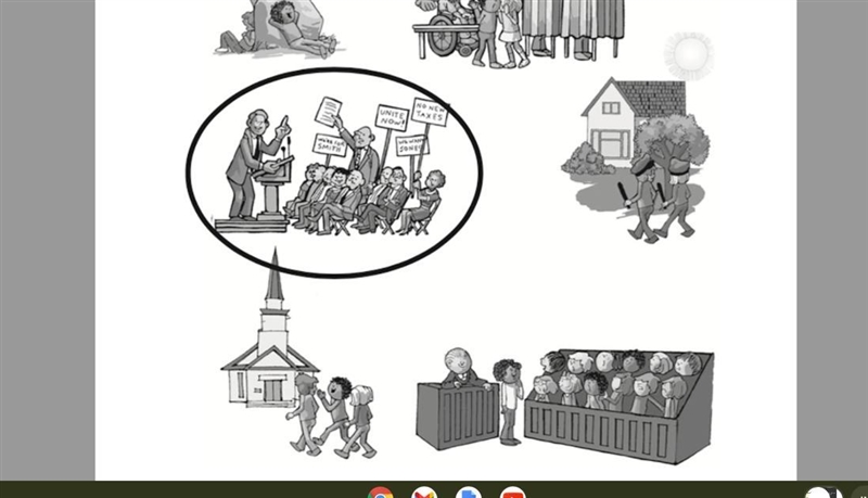 What right is represented on the picture that is circled? A. Freedom of Religion B-example-1