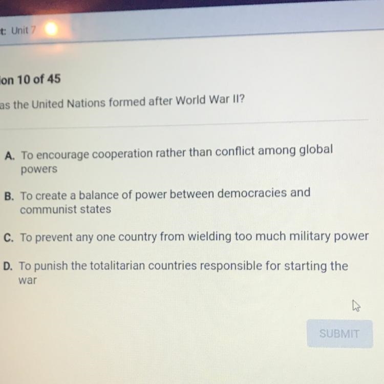 Why was the United Nations formed after World War ll ￼-example-1