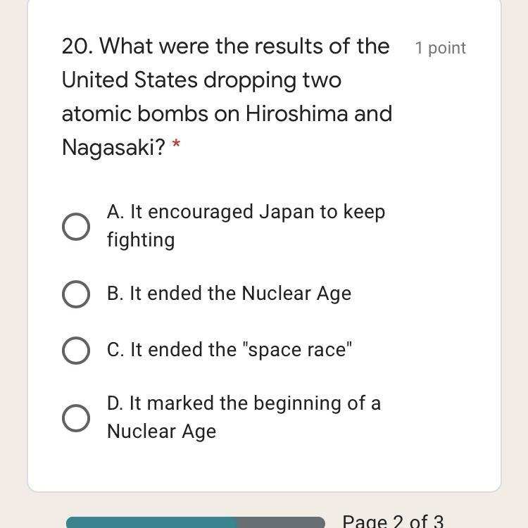 Results of the United States dropping two atomic bombs on Hiroshima and Nagasaki?-example-1