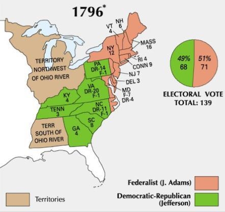 Which part of the country did most of the electors for John Adams come from? Democratic-example-1