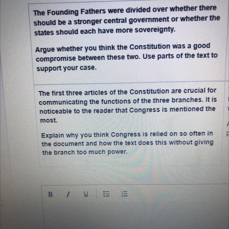 Explain why Congress is relied on so often in the document and how the text does this-example-1