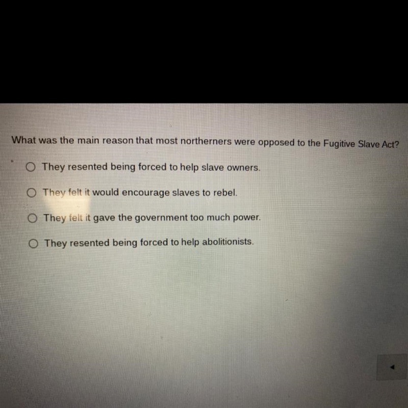 What was the main reason that most northerners were opposed to the fugitive slave-example-1