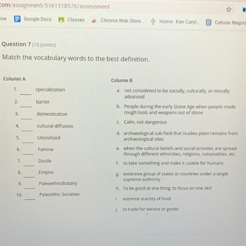 Match the vocabulary words to the best definition.-example-1