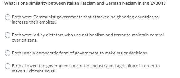 What is one similarity between italian fascism and german nazism in the 1930s-example-1