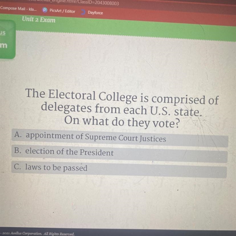 The Electoral College is comprised of delegates from each U.S. state. On what do they-example-1