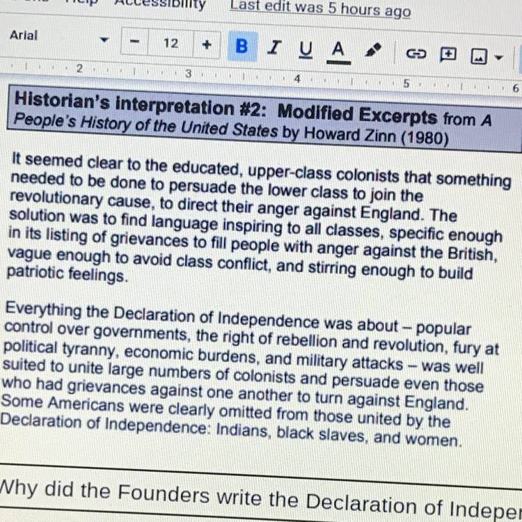 Question: why did the founders write the Declaration of Independence ? Claim: Evidence-example-1