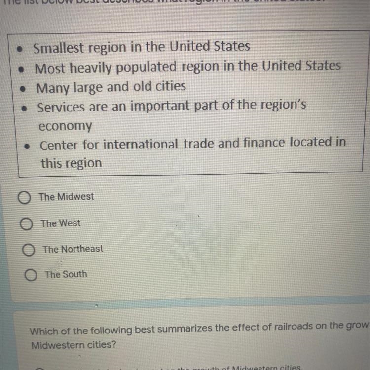 The list below best describes what region in the United States-example-1