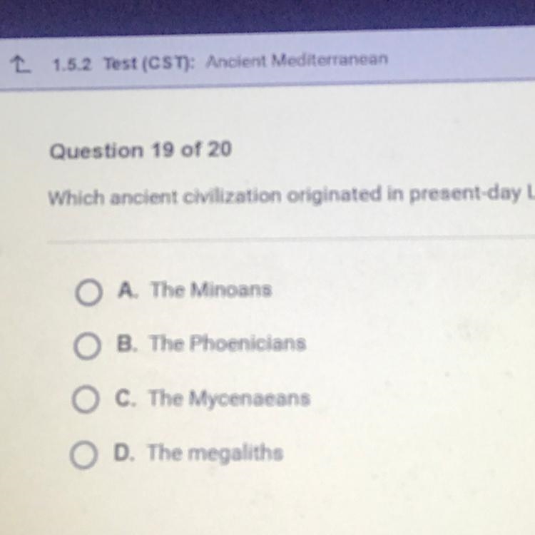 Which ancient civilization originated in present-day Lebanon-example-1