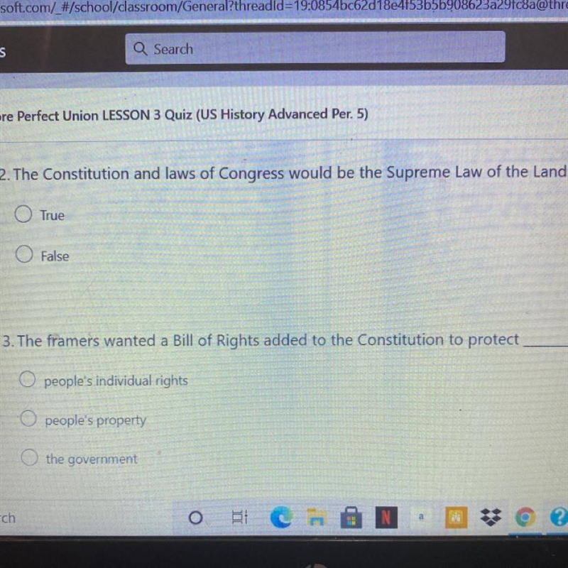 2. The Constitution and laws of Congress would be the Supreme Law of the Land. True-example-1