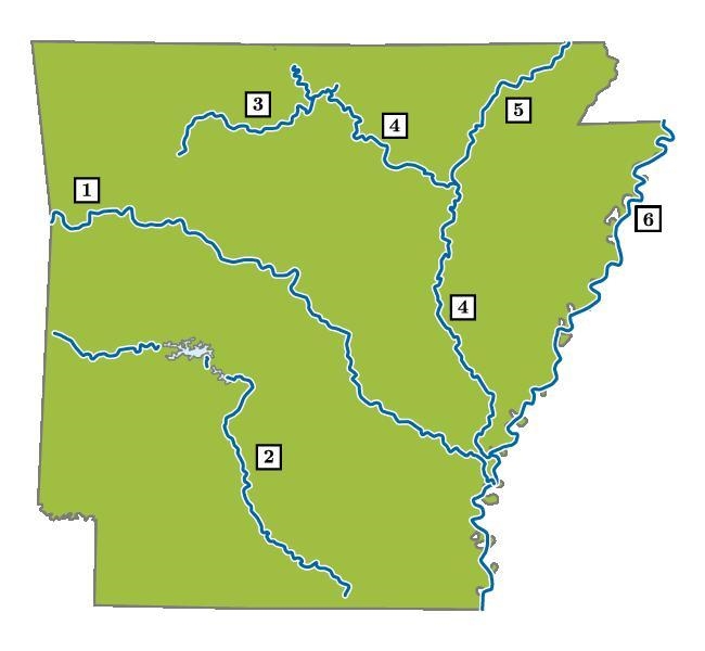 Look at the map. Through the Louisiana Purchase Land Survey, the land between which-example-1