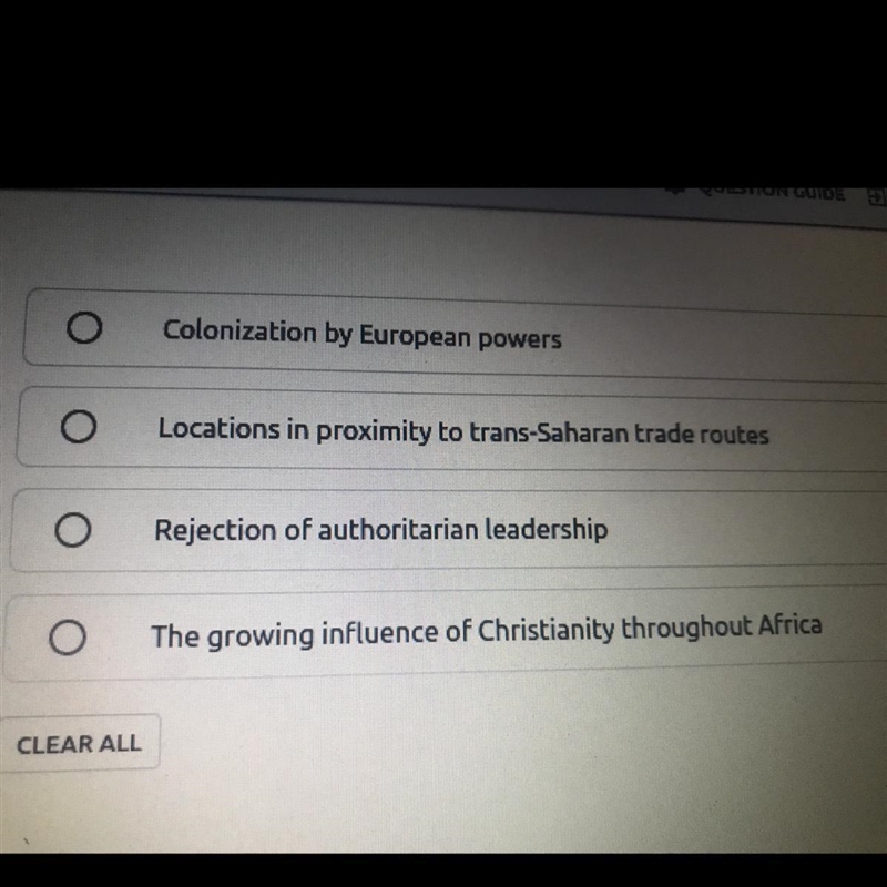 Which of the following factors accounts for the rise of the West African kingdoms-example-1