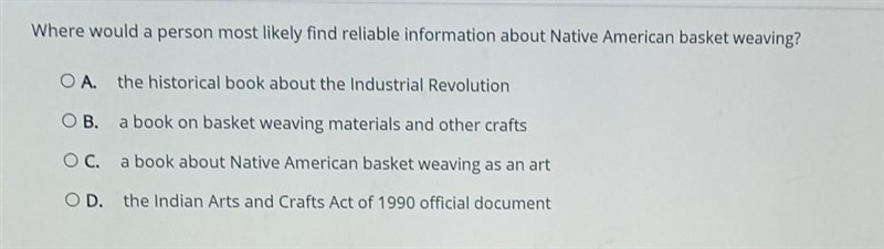 Where would a person most likely find reliable information about Native American basket-example-1