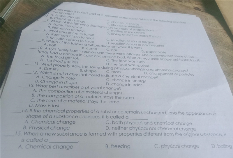 al change ange of energy 7. Which of the following situations is an example of evaporation-example-1