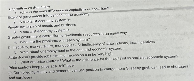 Capitalism vs Socialism Please fill out-example-1