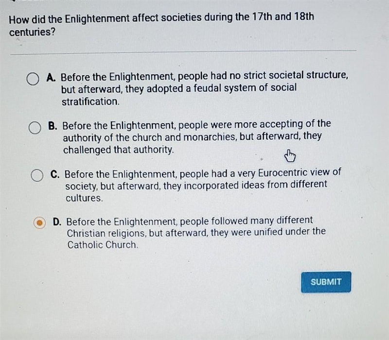 How did the enlightenment affect societies during the 17th and 18th centuries​ PLEASE-example-1