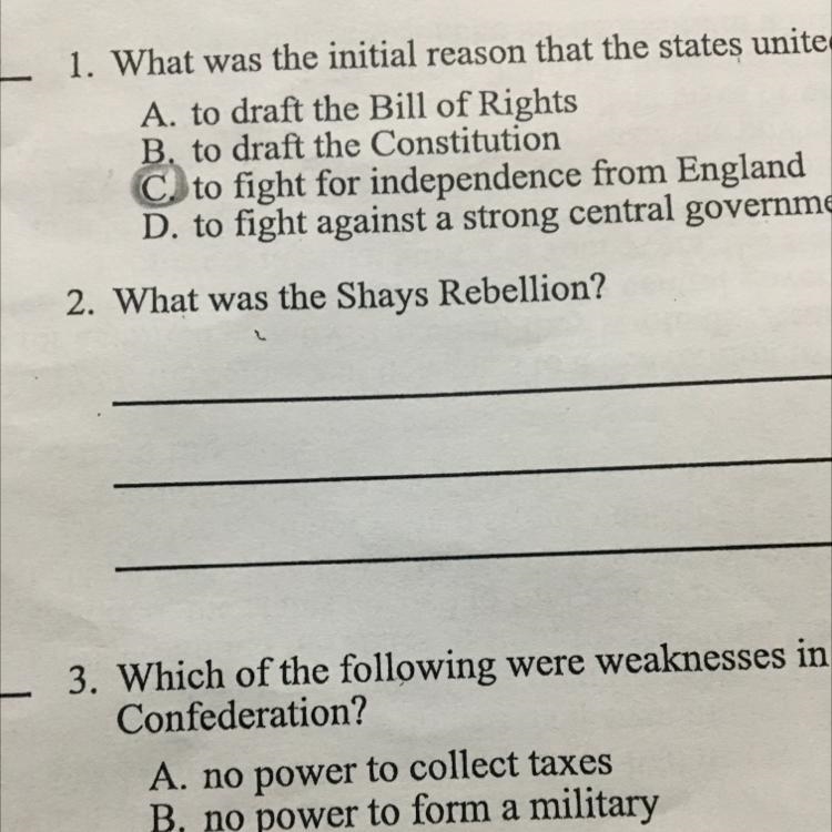 2. What was the Shays Rebellion?-example-1