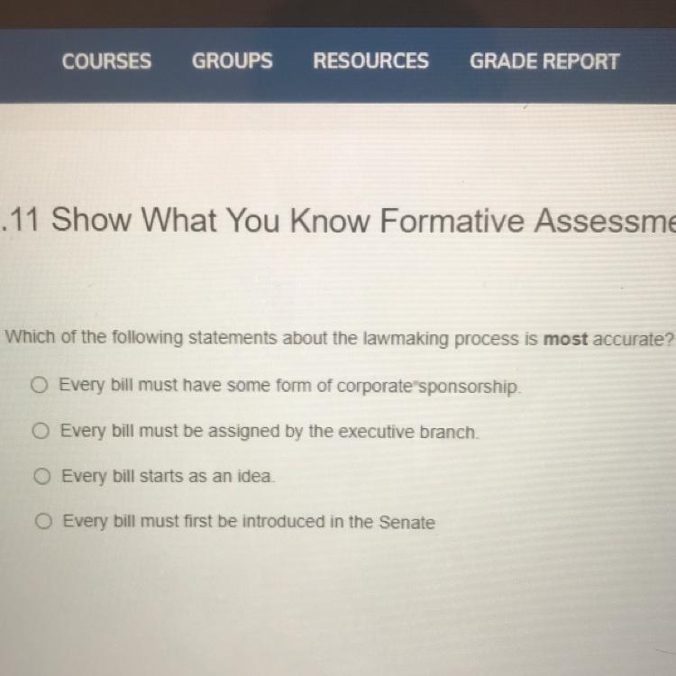 Which of the following statements about the lawmaking process is most accurate? 1. Every-example-1