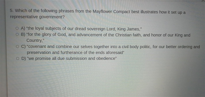 I need help please 5. Which of the following phrases from the Mayflower Compact best-example-1