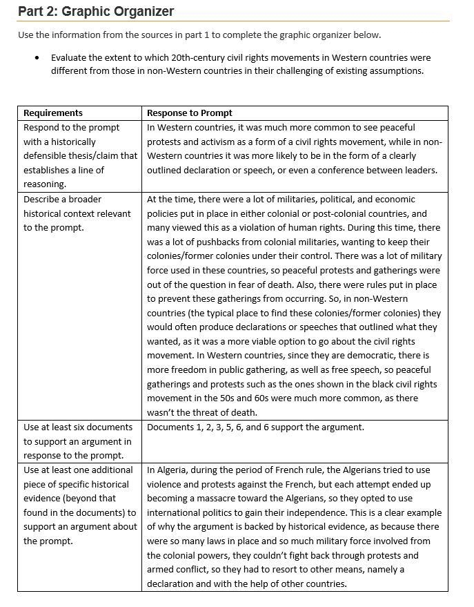 THIS IS A POSSIBLE ANSWER FOR THE PROJECT "Comparing Civil Rights Movements around-example-1